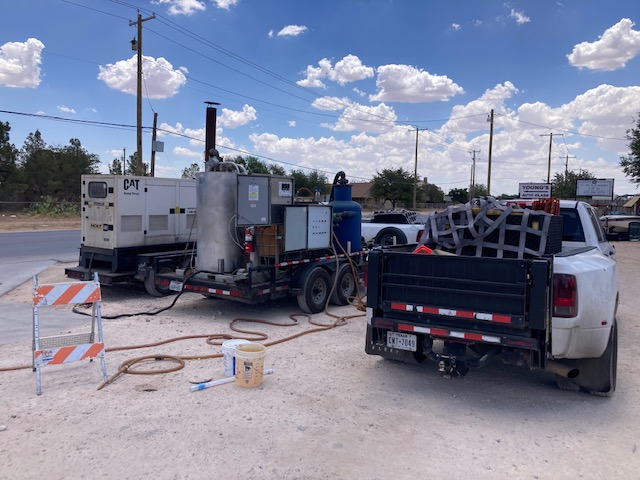 MDPE equipment and generator deployed at a field site